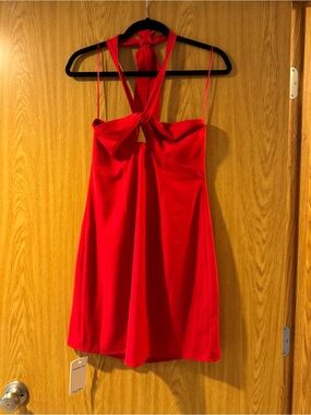 NWT Abercrombie & Fitch Knot-Front cutout halter mini dress
